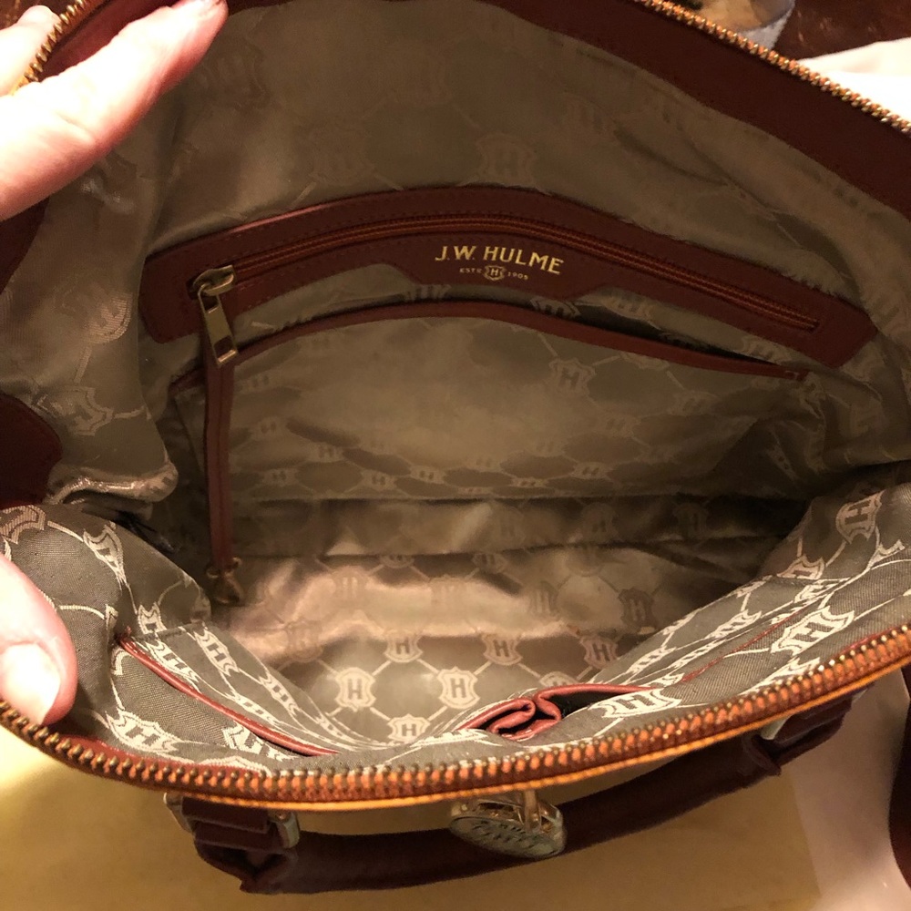 J.W. Hulme Co. Orange/Brown Leather Croc Embossed Handbag - Picture 10 of 16